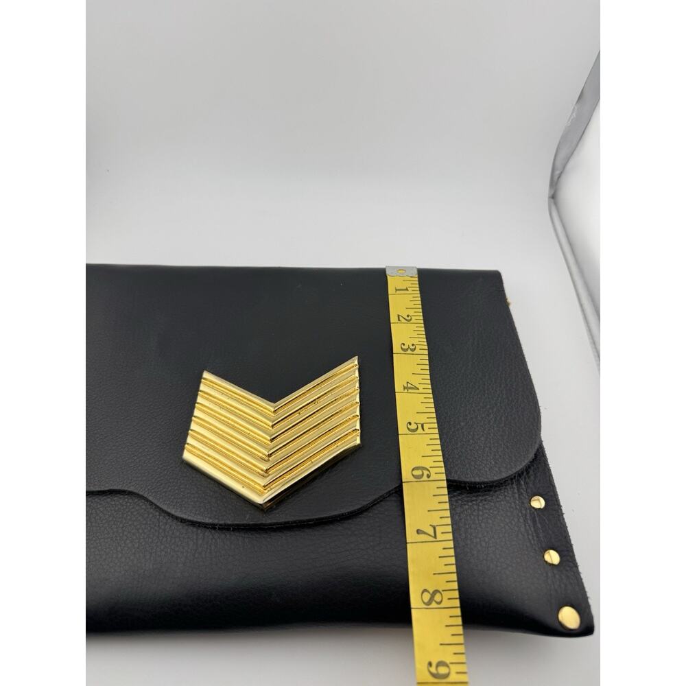 Floyd Black Soft Leather Baguette Clutch Shoulder Bag Mid Century - Picture 7 of 7